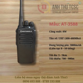 Bộ đàm Motola AT-3588 công suất 15W mạnh mẽ, khoảng cách cực lớn lên đến 5km, pin tốt. Lý tưởng cho công trình, nhà hàng. thumb