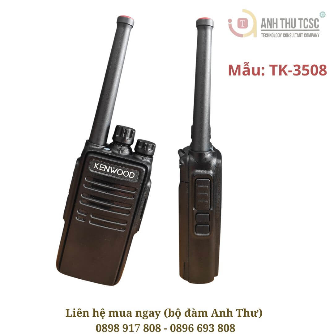 Bộ đàm Kenwood TK-3508 liên lạc ổn định cho công trình, thiết kế cầm tay chắc chắn với trọn bộ phụ kiện đi kèm | Anh Thư TCSC Phân Phối