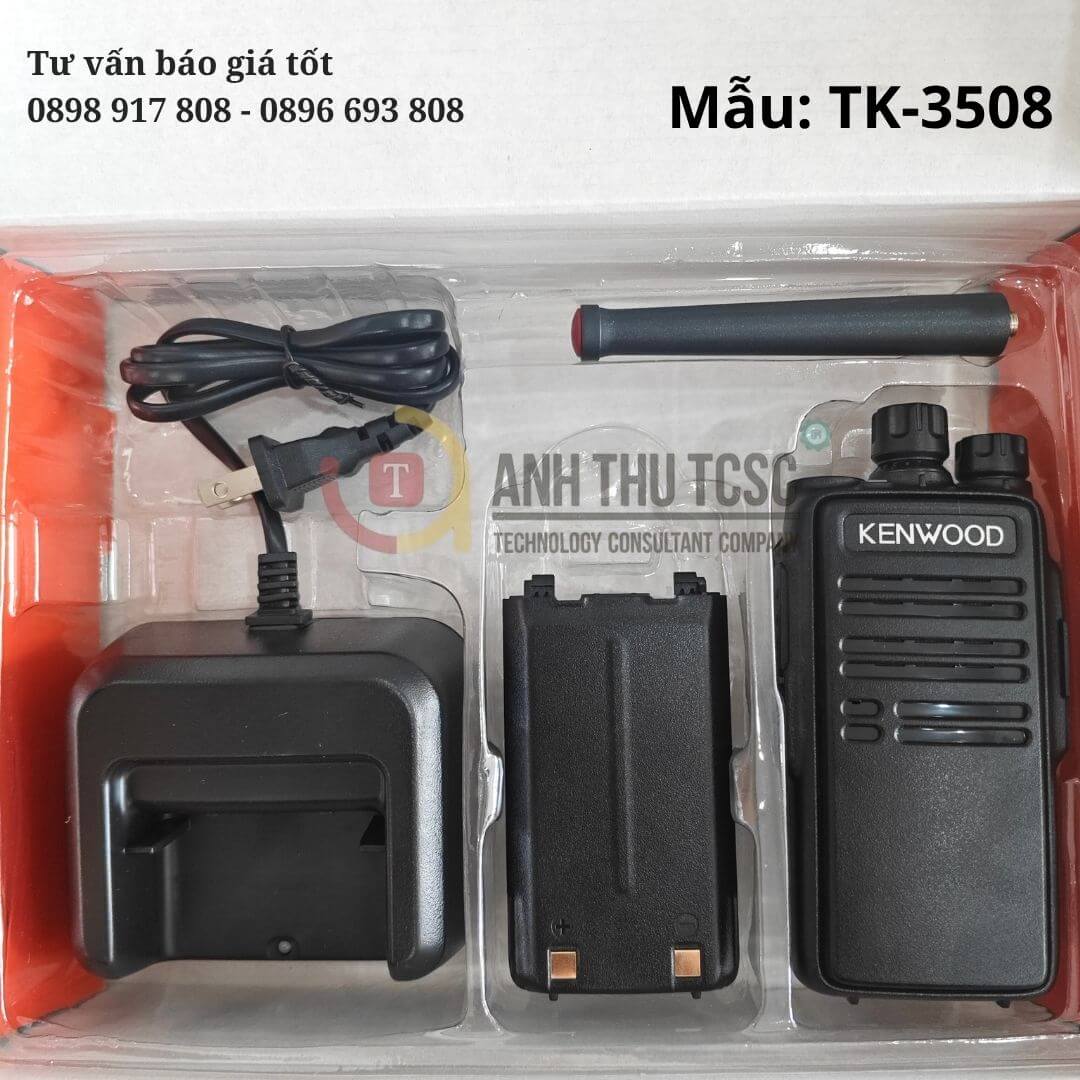 Bộ đàm Kenwood TK-3508 liên lạc ổn định cho công trình, thiết kế cầm tay chắc chắn với trọn bộ phụ kiện đi kèm | Anh Thư TCSC Phân Phối
