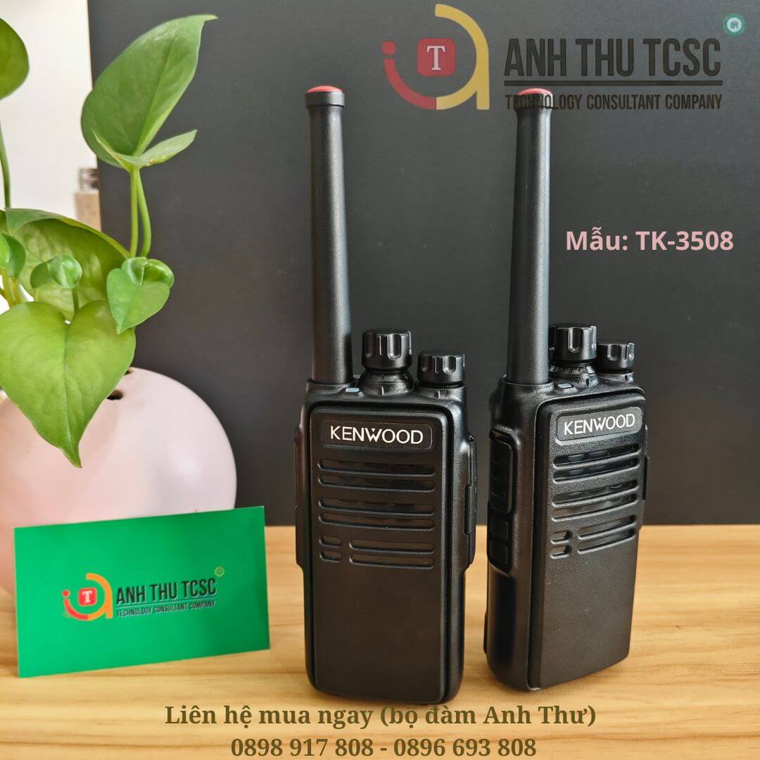 Bộ đàm Kenwood TK-3508 liên lạc ổn định cho công trình, thiết kế cầm tay chắc chắn với trọn bộ phụ kiện đi kèm | Anh Thư TCSC Phân Phối